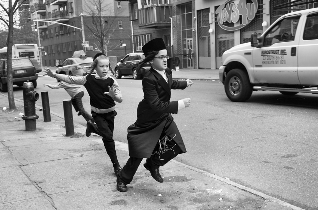 Three Boys Running/Lee Avenue, Brooklyn, NY
