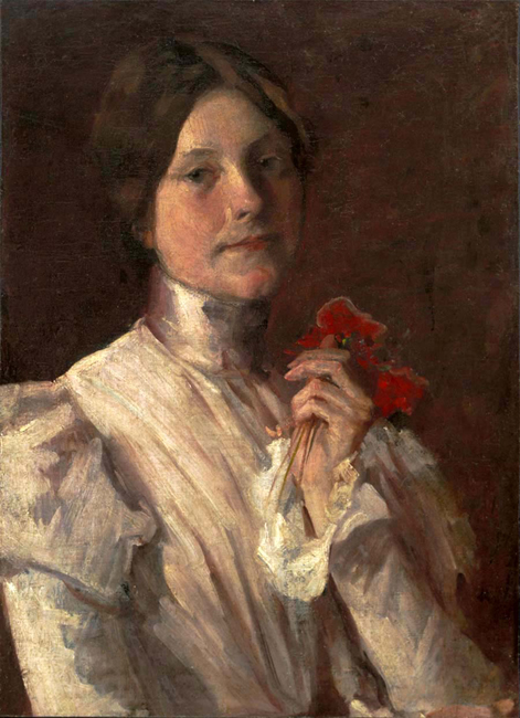Young Woman With Red Flowers